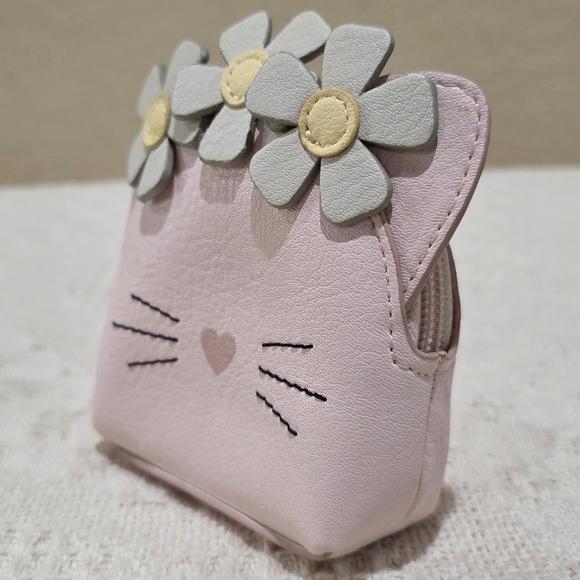 Lauren Conrad Kitty Cat Flower Floral Pink Coin Pouch Purse Rose Gold Keychain - Picture 5 of 10